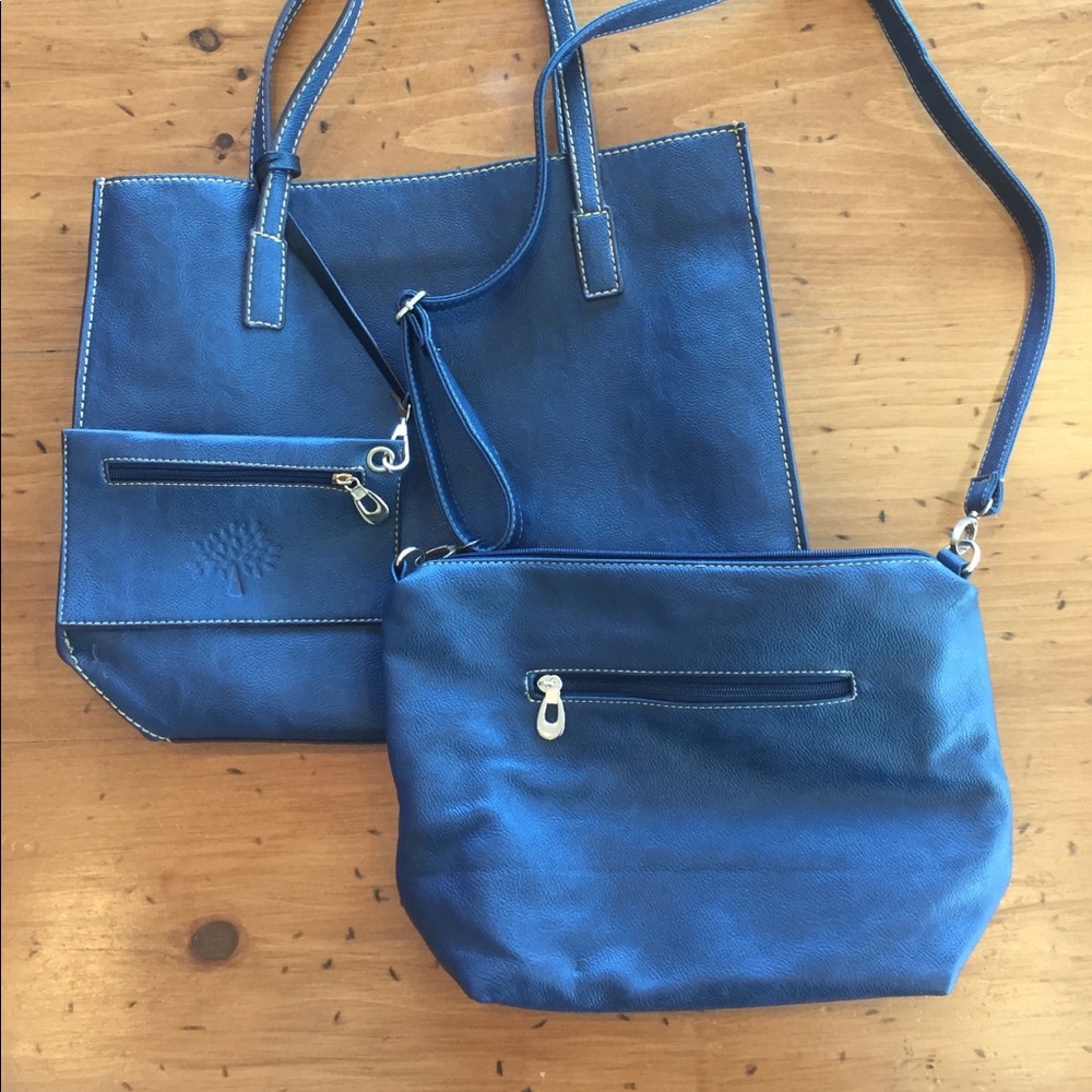 SOLD/NOTFORSALE Navy briefcase/purse/wallet set faux leather - Picture 4 of 16